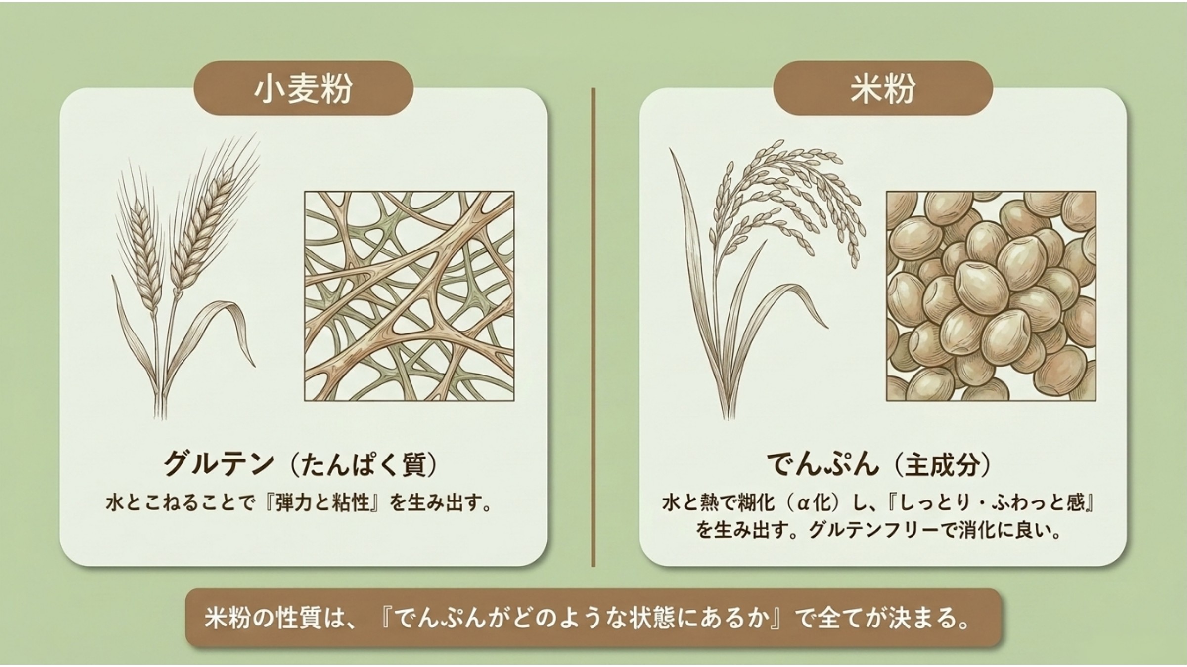 小麦粉と米粉の性質の違い
